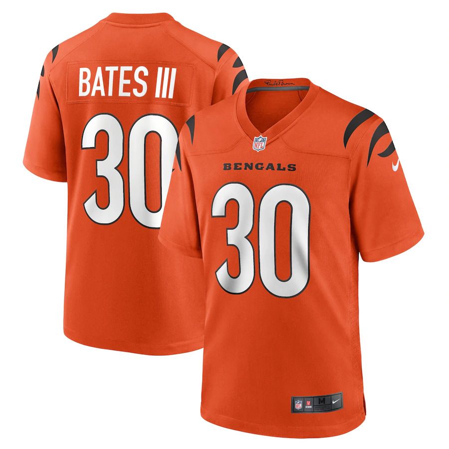 Men Cincinnati Bengals #30 Bates iii Nike Orange Game NFL Jersey